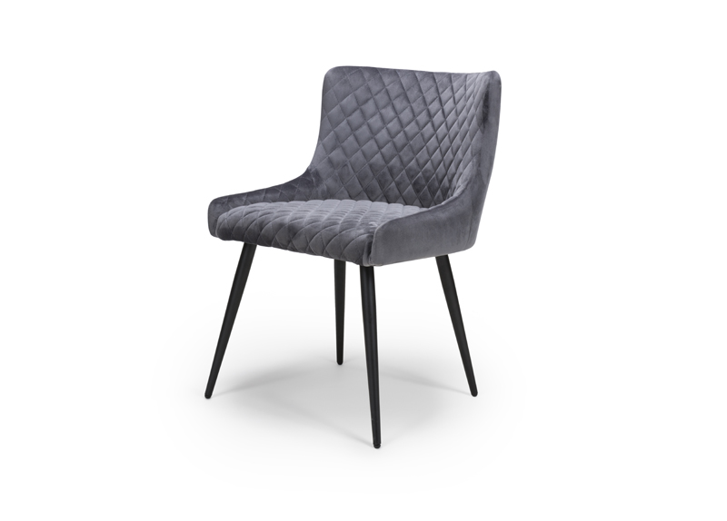 Dining Chair Velvet with Powder Coated Legs Grey